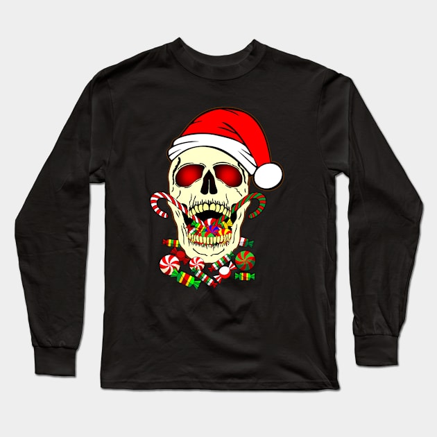 Skull Christmas Santa Claus 2# Long Sleeve T-Shirt by Korvus78